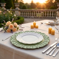 Assiettes de présentation vertes de 13 pouces en plastique pour assiettes de dîner, fêtes, mariages, Thanksgiving, Noël, décoration de table