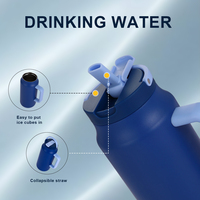 Mug isotherme Everich en acier inoxydable 304 de 765 ml, double paroi, anti-fuite, avec couvercle à paille rabattable et poignée, idéal pour les voyages en extérieur, personnalisable