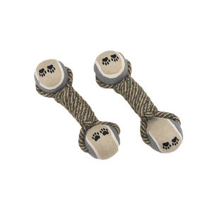 <strong>Cotton</strong> <strong>Rope</strong> Chew Dumbbell Teeth Cleaning Bite Resistant Dual <strong>Tennis</strong> <strong>Balls</strong> Pet <strong>Dog</strong> <strong>Toy</strong> in <strong>Rope</strong> - Product Image 1