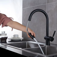 Weihao Robinet de cuisine contemporain en acier inoxydable à une poignée avec douchette à tirette Robinet d'eau chaude/froide monté sur le pont