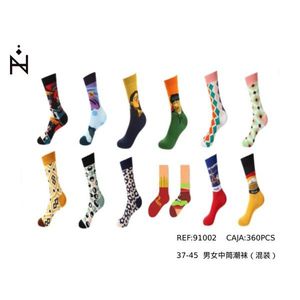 Calcetines a media pantorrilla de moda, tallas 37-45, colores surtidos para mujeres y hombres - Product Image 1