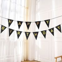 Guirlande de lettres dorées Joyeux Anniversaire, Décoration de fête, Bannière en papier, Drapeau à tirer