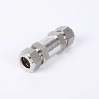 Raccord de compression JM-LOK 3/8" OD en acier inoxydable 316L, filtre à valve droite, 6000 psi, double ferrule, hydraulique