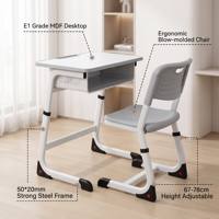 Ensemble de bureau et chaise d'école réglables en gros pour projets |   Table d'étudiant durable en MDF |   Usine de mobilier scolaire ergonomique