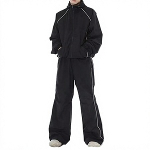 Wholesale Men Custom Logo Windbreaker Tracksuit Set Hooded Stand Collar <b>Jacket</b> & Jogger Pants Waterproof Quick Dry Sweatsuit - Product Image 1