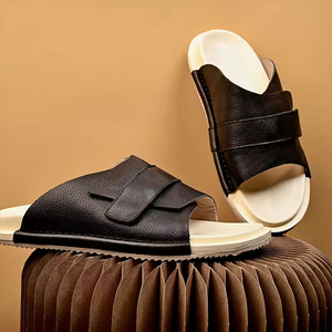 Xinzirain diseño personalizado cuero genuino punta abierta antideslizante al aire libre <span class=keywords><strong>chanclas</strong></span> sandalias árabes hombres cuero Gulf zapatillas de <span class=keywords><strong>hombre</strong></span> - Product Image 4