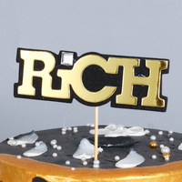 Décoration de gâteau en forme de dollar riche jetable écologique, cure-dent en papier brillant pour la décoration de gâteau pour une fête d'anniversaire heureuse