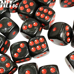 Dés en acrylique à 6 faces HTDC03, coins arrondis, noirs avec points rouges, dés DND pour la vente en gros - Product Image 6
