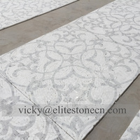 Mosaïque de marbre mat WaterJet Carrara, motif Thassos blanc, pour mur et sol, motif marguerite, mosaïque de marbre blanc