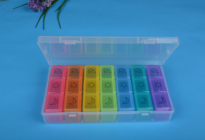 Estuche para Pastillas con Logotipo de Colores del Arcoíris, 21 Compartimentos, Organizador Semanal de Medicamentos, Caja de Plástico para Viajes Diarios - Product Image 6