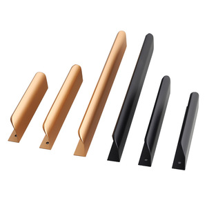 64mm Black Concealed Long Gold Wardrobe Hidden Drawer Cabinet <strong>Door</strong> Handle Furniture Handles - Product Image 1