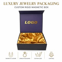 Caja de Joyería de Cartón Rígido de Lujo con Cierre Magnético y Logotipo Personalizado, para Juego de Anillo y Collar