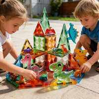 Juego de Bloques de Construcción Magnéticos con Temática de Dinosaurios para Niños, Cantidad Mínima de Pedido, Regalo de Cumpleaños para Niños y Niñas