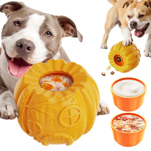 Pumpkin Dog Slow Feeder <b>Toy</b>, Stuffable & Freezable, Durable Chew <b>Toy</b> for Anxiety Relief & Boredom, Kibble Dispensing for Medium - Product Image 1
