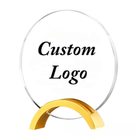 Logo de conception personnalisée de forme ronde, cadeaux d'affaires, récompenses et trophée en cristal de verre solide, Offre Spéciale