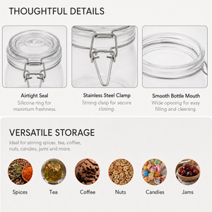Vente flash - Pots en verre à couvercle à clip pour bonbons et miel, différentes tailles - Product Image 2