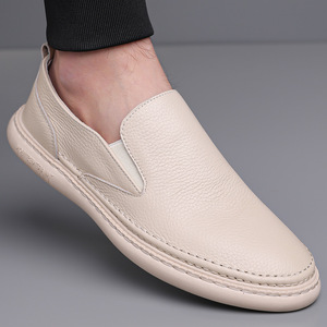Mocasines de Cuero Vacuno para Hombre, Punta Redonda, Suela de Goma Suave, Forro de Cuero Genuino, Zapatos Estilo Casual - Product Image 3