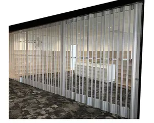 Comercial policarbonato BI Folding Porta Segurança Clear PVC Sliding Shutter Porta Cristal Plástico Acordeão Portas para Loja