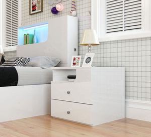 NOVA White Dormitorio Lit LED taille complète <span class=keywords><strong>Chambre</strong></span> à coucher complète Ensemble de meubles pour adultes/enfants - Product Image 4