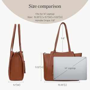 Bolso Tote de Cuero Genuino para Mujer, para Portátil |   Bolso de Hombro Ligero para Trabajo con Compartimentos con Cierre |   Bolso de Mano para Oficina y Negocios - Product Image 5