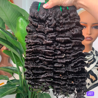 Paquetes de Cabello Humano Indio Virgen Súper Doble Trama, Sin Procesar, 12A, Rizado Kinky, 3 Paquetes, Doble Trama, Color Natural