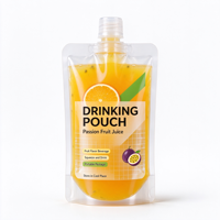 Pochette transparente à bec verseur pour jus de fruit de la passion avec bouchon à vis pour boissons froides et smoothies