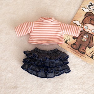 Vêtements pour poupées, accessoires, T-shirt rayé + jupe, ensemble pour poupée de 20 cm, 1/8, accessoires vestimentaires pour poupées - Product Image 5