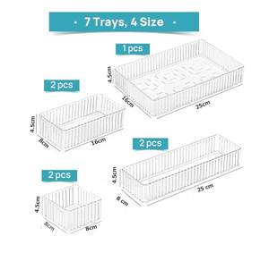 Clear Plastic <b>Drawer</b> Organizers Set Versatile <b>Bathroom</b> and Vanity <b>Drawer</b> Organizer Trays <b>Storage</b> Bins for Makeup - Product Image 2