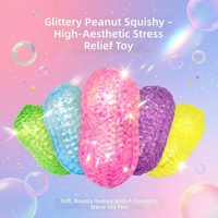 Gadget anti-stress en caoutchouc souple et scintillant, effet aurore, forme cacahuète, à récupération lente, emballé individuellement, pour filles, garçons, unisexe