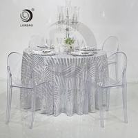 Nappe de table en dentelle brodée de sequins argentés pour mariage, banquet et salle de réception