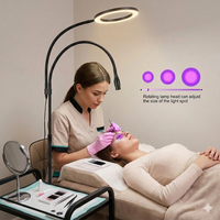 Lampe UV pour cils avec anneau lumineux 2-en-1, support sur pied et pince de bureau, pédale de commande, intensité réglable 3000K à 6000K