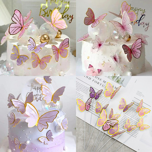 3D Pink Purple Wire Butterfly Cake Toppers Die Cut Paper Reusable Birthday Decor - Product Image 5