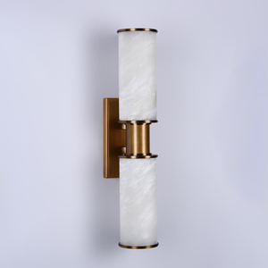 Custom Natural Alabaster <b>Wall</b> <b>Light</b> Modern Brass <b>Wall</b> <b>Sconce</b> Double Tube Decorative Indoor <b>Wall</b> Lamp for Hotel Hallway Bathroom - Product Image 5