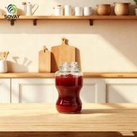Pot en verre incurvé unique de 300 ml avec col fileté, qualité alimentaire, transparent, pour miel, confiture, noix, fruits secs, vente en gros