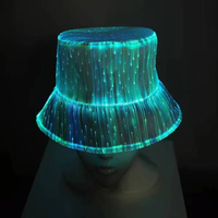Hiphop fibra ottica fluorescenza luce cappello a secchiello da uomo moda Neon cappellino per DJ Bar Club luminosi cappelli da pescatore natale