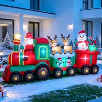Grand Bonhomme de Neige et Train Gonflables de Noël, Accessoires Décoratifs de Noël, Décorations Gonflables pour Noël et Nouvel An