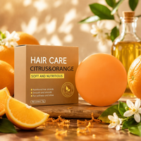 Barra de Champú Sólido Artesanal con Extracto de Naranja Cítrica, a Base de Plantas, Nutritiva, para un Cabello Suave, Sedoso y Brillante, Hidratante, 70g