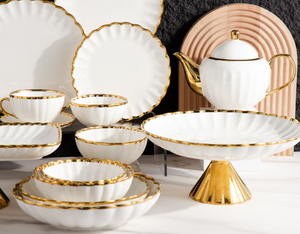 Luxury Gold-Edged Ceramic Dinnerware Set, Premium Custom Trend Design for Kazakhstan, Uzbekistan, Central Asia and Middle East - Product Image 2
