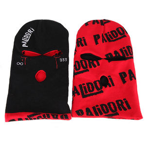 Маска для велоспорта на открытом воздухе, черная, дизайнерская, двусторонняя, балаклава с тремя отверстиями, жаккардовая, персонализированная. - Product Image 1