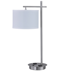 Lampe de chevet personnalisée pour hôtel, chambre king-size Wyndham, lampe de chevet simple pour chambre d'hôtes, corps en fer nickel brossé avec USB et prise - Product Image 1