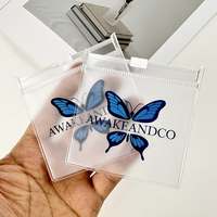 Mini bolsa pequeña con cremallera de PVC, joyería transparente gruesa esmerilada, embalaje transparente, bolsa con cierre de cremallera, bolsas de joyería con logotipo personalizado