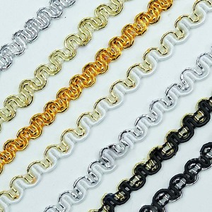 DIY Costura Ouro Prata Thread Lace Aparar 5mm 125m Poliéster U-forma Edged <span class=keywords><strong>Ribbon</strong></span> S-Shape Tatting Braid Guarnição do laço para o traje - Product Image 2