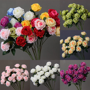 Bouquet de 10 têtes de roses artificielles en soie de haute qualité, fleurs artificielles pour <span class=keywords><strong>la</strong></span> décoration de tables d'hôtel, de mariage et de Noël - Product Image 4