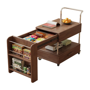 Aoga Furniture Solid Wood Movable Coffee <b>Table</b> Adjustable Height Living Room <b>Sofa</b> <b>Side</b> <b>Table</b> Small Apartment Trolley - Product Image 5