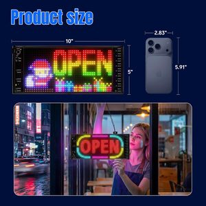 <b>LED</b> Open <b>Sign</b> 5x11in IP65 Waterproof USB Mobile CMS Programmable Display for Business Window Advertising - Product Image 3