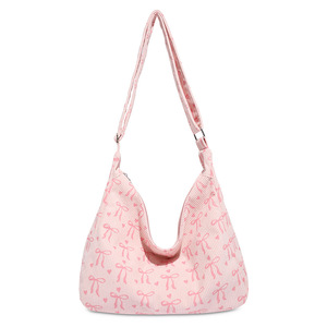 Nuevo Diseño, Bolso Tote Casual de Moda para Mujer, Estampado de Lazo, Pana, Gran Capacidad, Impermeable, Correa de Hombro, Bolso Bandolera - Product Image 6