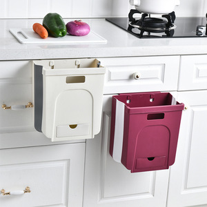 Household Kitchen Toilet Living Room Folding Waste Bin Cabinet Door Trash Bin Hanging Wall Mounted Trash can