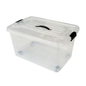 12-Gallon Transparent <b>Plastic</b> Storage Box with Thickened Handle Multi-Functional Toy Clothes Book Organizing <b>Crate</b> for Home Use - Product Image 2