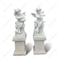 Steenhouwen Beroemde Marmer Cherub Angel Standbeelden