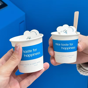 Vasos de Papel Ecológicos Impermeables de Pared Simple de 4oz y 60mm para Postres, con Impresión Personalizable, Diseño Gratuito y Cuchara para Negocios de Helados - Product Image 5